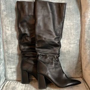 Black Steve Madden faux leather knee high boots 7